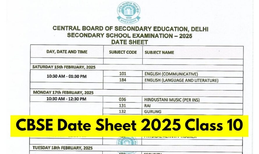 CBSE 10th Class Exam Date 2025 [Dates Announced] | CBSE Board Examinations Date 2025